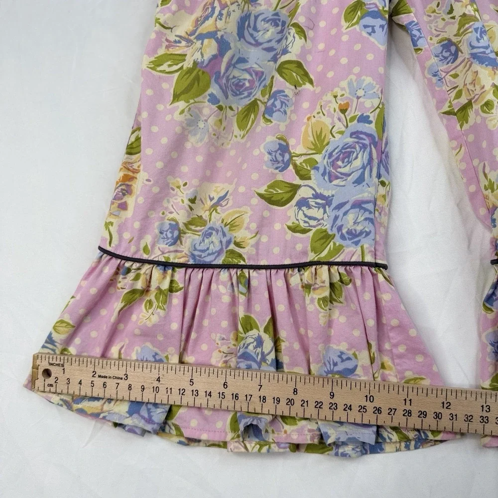 Matilda Jane Girls pants Pink Yellow Maple Sugar Big‎ Ruffles Good Hart Pants 6